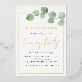 Invitación Con Relieve Metalizado Eucalyptus Boda Fronterizo Fiesta Noche Real