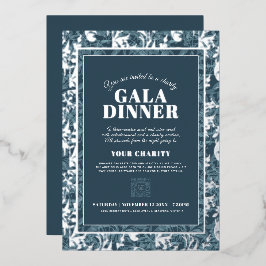 Invitación Con Relieve Metalizado Evento de cena de gala con motivos botánicos grise