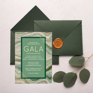 Invitación Con Relieve Metalizado Evento de Gala con Patrón de Geoda
