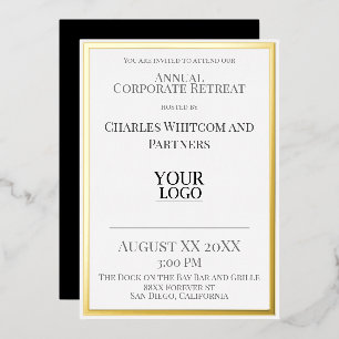 Invitación Con Relieve Metalizado Evento Empresarial o Corporativo con Logo Personal