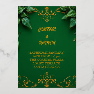 Invitación Con Relieve Metalizado Evergreen invitation 