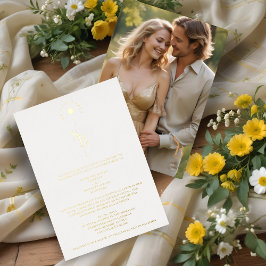 Invitación Con Relieve Metalizado Exquisite Chic Minimalist Gold Wedding Initials 