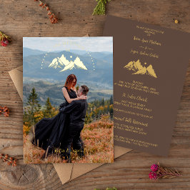 Invitación Con Relieve Metalizado Exquisite  Cool Rustic Mountains Photo in Brown