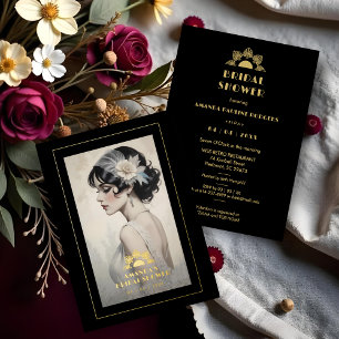 Invitación Con Relieve Metalizado Exquisite Vintage Retro 20s Bride Bridal Shower