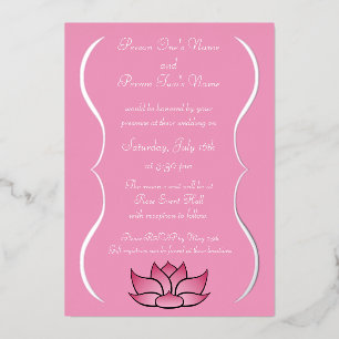 Invitación Con Relieve Metalizado Exquisito Loto en Rosa
