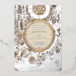 Invitación Con Relieve Metalizado Extravagancia Steampunk Boda Vintage de Relojería