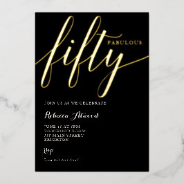 Invitación Con Relieve Metalizado Fabulous Fifty BIrthday