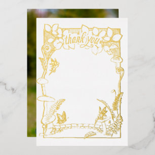 Invitación Con Relieve Metalizado Fairy Garden Gracias Notecard