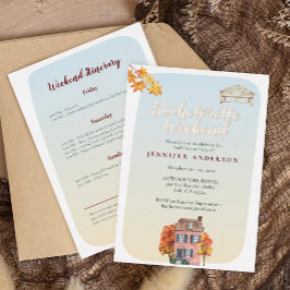 Invitación Con Relieve Metalizado Fall Vibes Rustic Bachelorette Weekend Rosa Gold