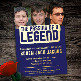 Invitación Con Relieve Metalizado Fallecimiento de una leyenda fúnebre conmemoración