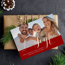 Invitación Con Relieve Metalizado Familia de Navidades alegres foto guión moderno