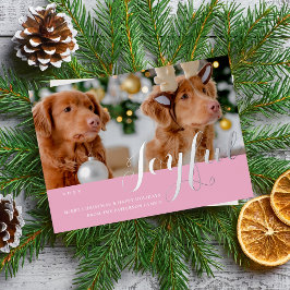 Invitación Con Relieve Metalizado Familia de Navidades alegres foto guión moderno