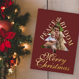 Invitación Con Relieve Metalizado Family photo handwritten script burgundy real