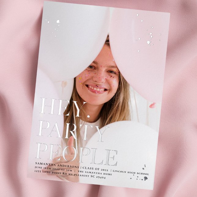 Invitación Con Relieve Metalizado Fancy Photo | Grado | Relieve metalizado plateado  (Subido por el creador)