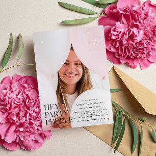 Invitación Con Relieve Metalizado Fancy Photo   Grado   Rosa Relieve metalizado real