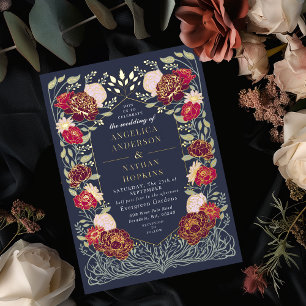 Invitación Con Relieve Metalizado Fantasía Encantada Boda de Jardín Floral