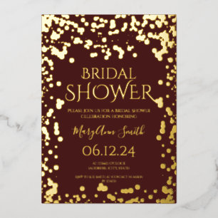 Invitación Con Relieve Metalizado Faux Relieve metalizado dorado Confetti Bridal Sho