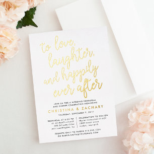 Invitación Con Relieve Metalizado Felices para Siempre Cena de Ensayo
