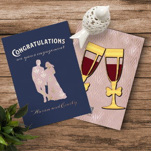 Invitación Con Relieve Metalizado Felicitaciones de compromiso de pareja Silueta
