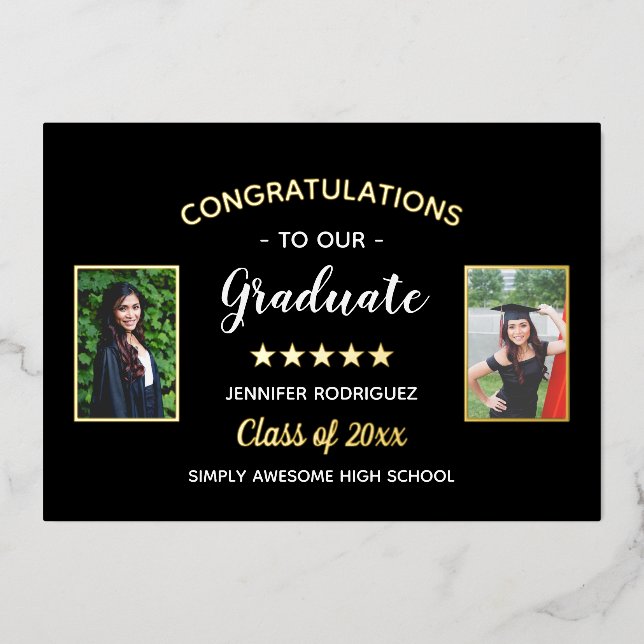 Invitación Con Relieve Metalizado Felicitaciones Graduado Personalizado 2 Graduación (Anverso)