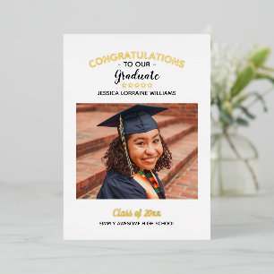 Invitación Con Relieve Metalizado Felicitaciones Personalizado Foto Graduada