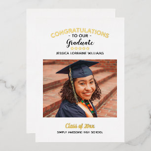 Invitación Con Relieve Metalizado Felicitaciones Personalizado Foto Graduada