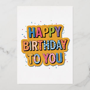 Invitación Con Relieve Metalizado Feliz cumpleaños con patrón