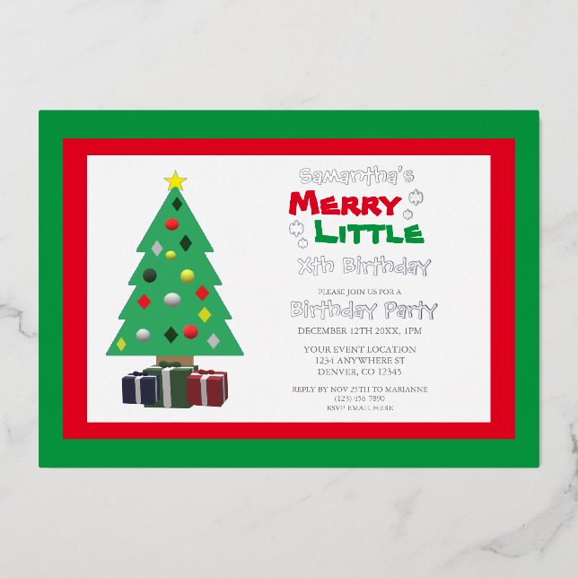 Invitación Con Relieve Metalizado Feliz cumpleaños pequeño (Anverso)