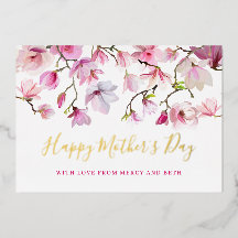 Feliz Día de las Madres con Flor de Magnolia Rosa