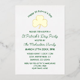 Invitación Con Relieve Metalizado Feliz día de San Patricio