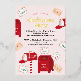 Invitación Con Relieve Metalizado Feliz Navidad desde el Polo Norte