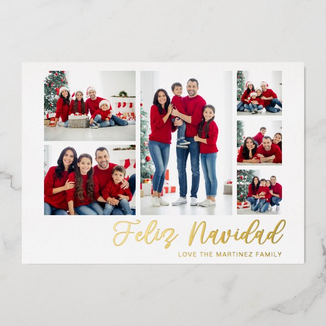 Invitación Con Relieve Metalizado Feliz Navidad Gold 6 Foto (Anverso)