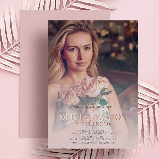 Invitación Con Relieve Metalizado Feria de cumpleaños de la foto de oro del Rosa mod (Subido por el creador)