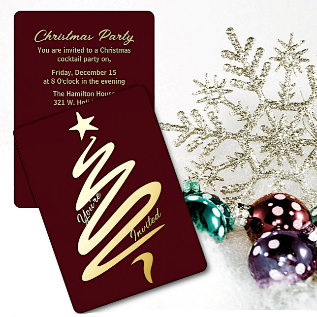 Invitación Con Relieve Metalizado Festividad de árbol de Navidad resumen moderno (Subido por el creador)
