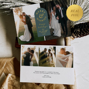 Invitación Con Relieve Metalizado Festividad de la foto del Boda casado y merry Reli