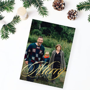 Invitación Con Relieve Metalizado Festividad fotográfica vertical con caligrafía ele