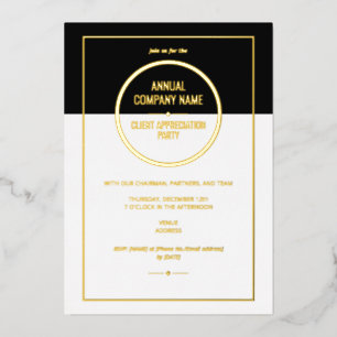 Invitación Con Relieve Metalizado Fiesta anual de negocios de la cena de aprecio de 