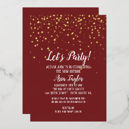 Invitación Con Relieve Metalizado Fiesta Confetti sobre el oro de la jubilación en B