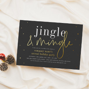 Invitación Con Relieve Metalizado Fiesta Corporativa de Navidad Jingle Mingle con Ho