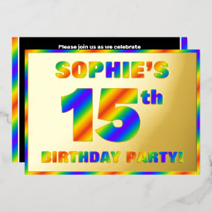 Invitación Con Relieve Metalizado Fiesta de 15 años — Divertido, Espectro de Arcoíri