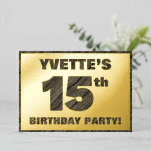 Invitación Con Relieve Metalizado Fiesta de 15 años — Texto con textura de madera fa