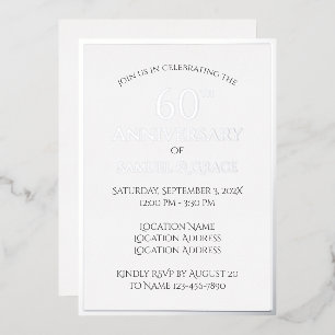 Invitación Con Relieve Metalizado Fiesta de aniversario de bodas de 60 años con esti
