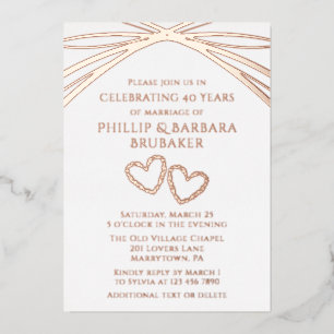 Invitación Con Relieve Metalizado Fiesta de aniversario de bodas de rubí con arco el