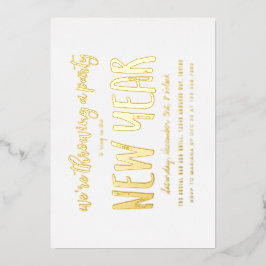 Invitación Con Relieve Metalizado Fiesta de Año Nuevo con Brillo