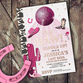 Invitación Con Relieve Metalizado Fiesta de Bachelorette de la Cowgirl Disco