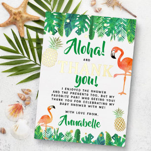Invitación Con Relieve Metalizado Fiesta de Bebé con Tema de Luau de Verano Tropical