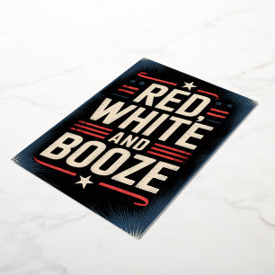Invitación Con Relieve Metalizado Fiesta de Bebidas del 4 de Julio   Rojo Blanco y B