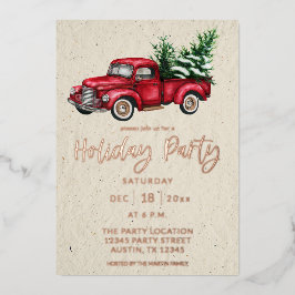 Invitación Con Relieve Metalizado Fiesta de Camión de Vacaciones