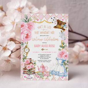 Invitación Con Relieve Metalizado Fiesta de Celebración de Bienvenida al Bebé de Ali