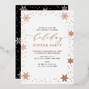 Invitación Con Relieve Metalizado Fiesta de cena de vacaciones de Navidades modernos